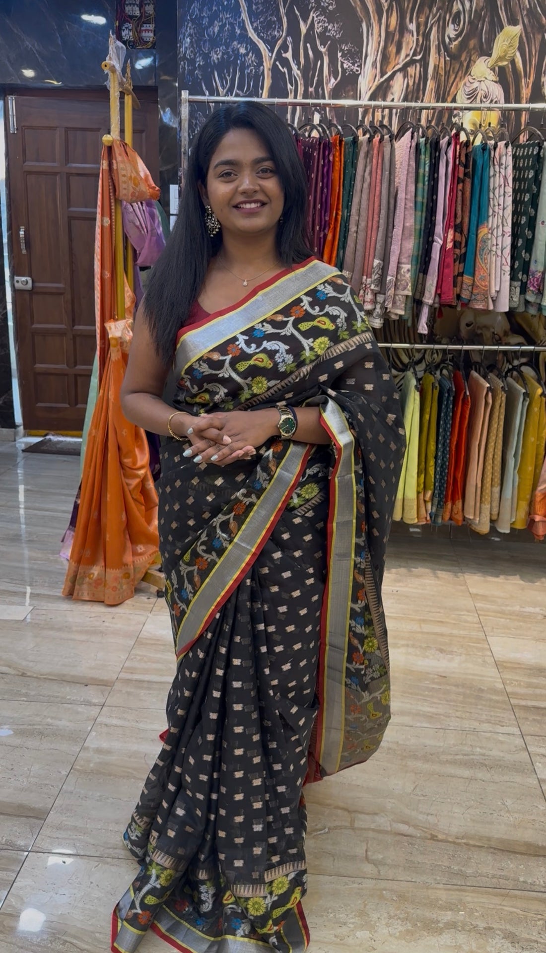 SILK KOTA SAREE WITH ALOVER JARI WOVEN