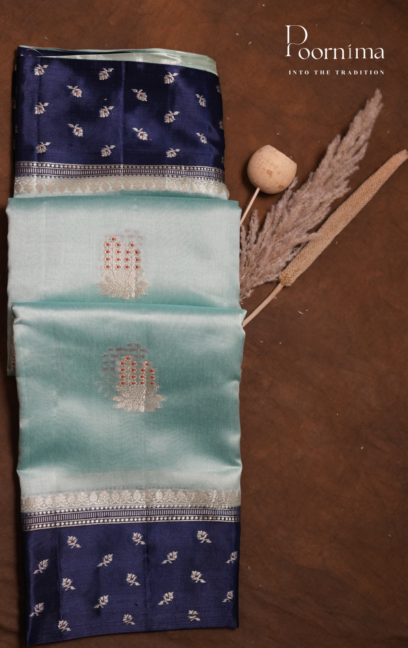 PURE MANGO SILK HANDLOOM SAREE - Peach &amp; Violet