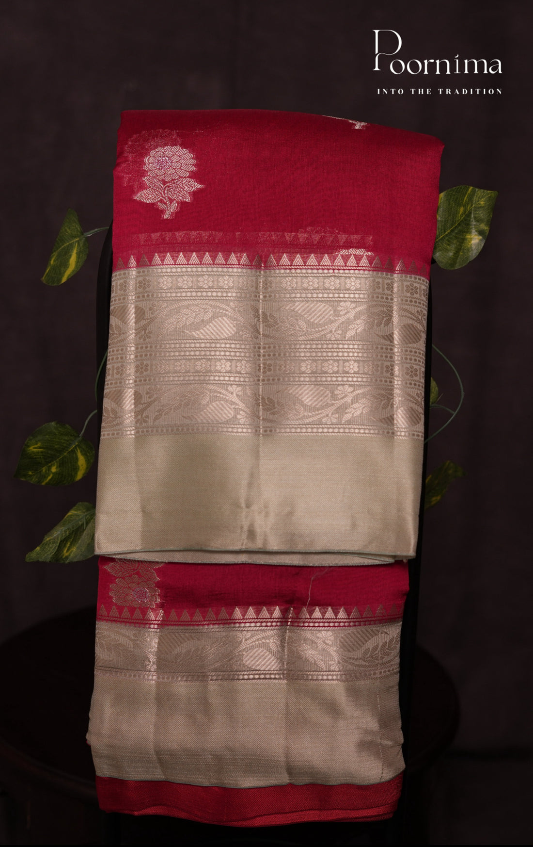 PURE MANGO SILK HANDLOOM SAREE - RED &amp; CREAM