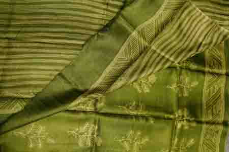 PURE TUSSAR- MEHANDI GREEN SAREE