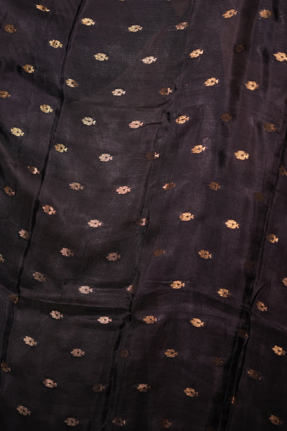 PURE CHIFFON SAREE-BLACK AND CREAM