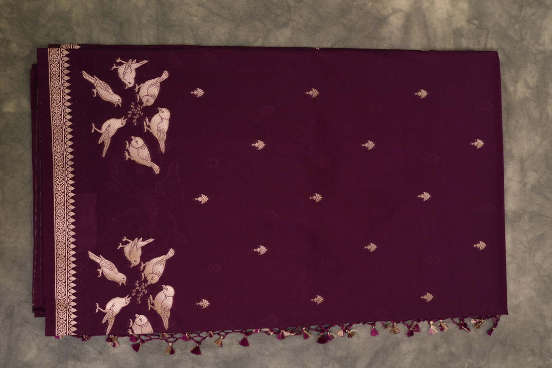 BENARASI SILK SAREE-RAISIN PURPLE