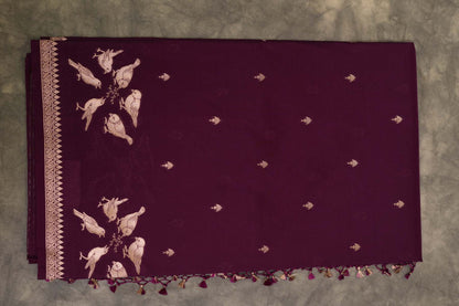 BENARASI SILK SAREE-RAISIN PURPLE