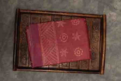 PURE TUSSAR SAREE-BURGUNDY