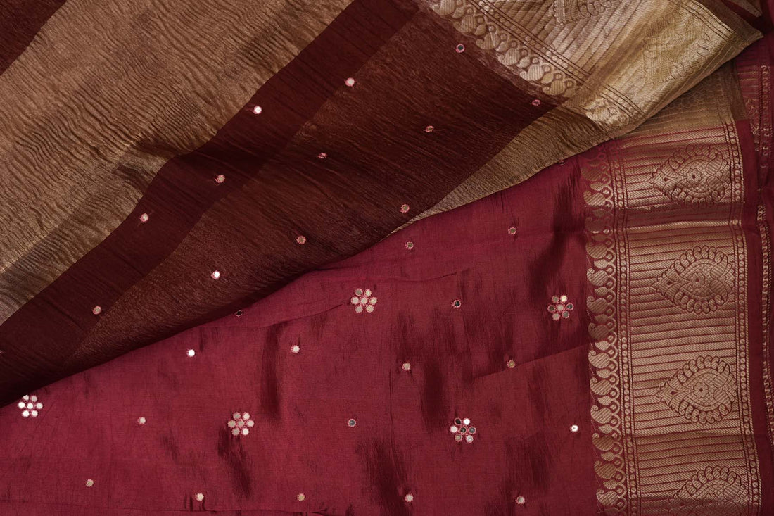 KANCHI KORA SAREE-MAROON