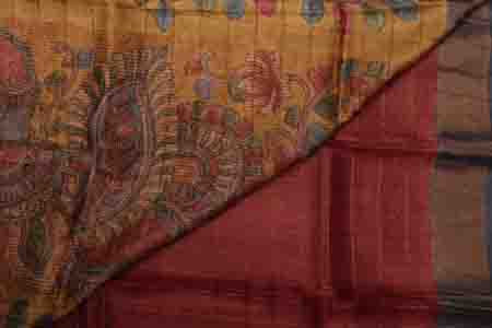 PURE TUSSAR SAREE- BURDUNDY