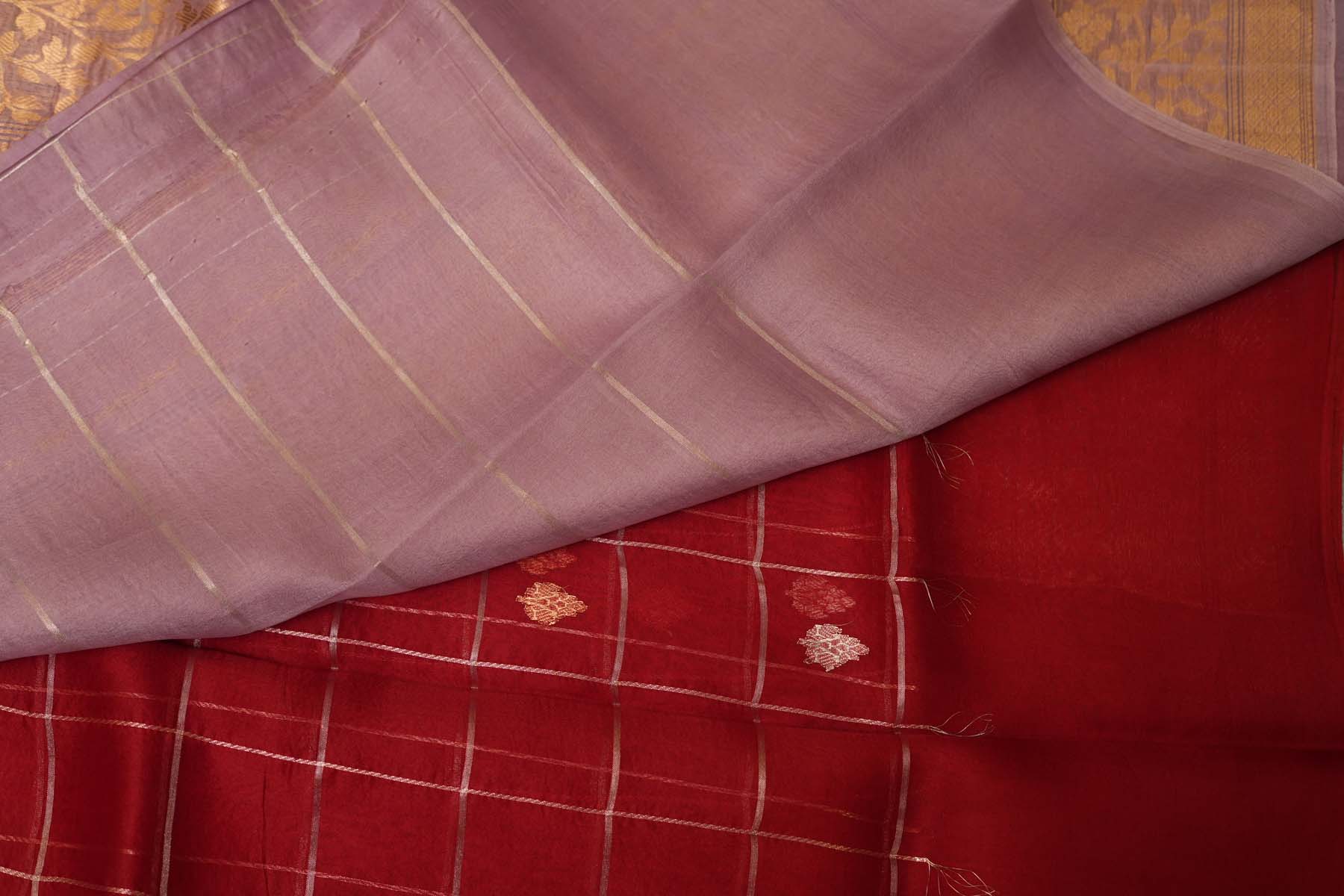 ORGANZA KORA SAREE- RED