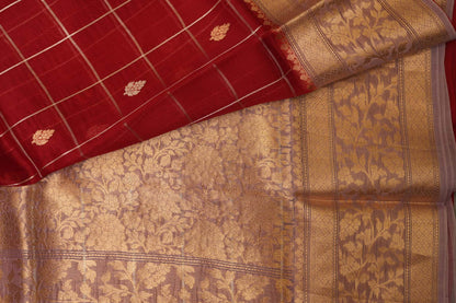 ORGANZA KORA SAREE- RED