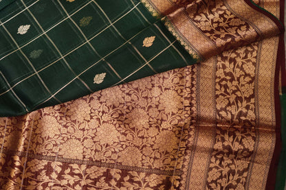 ORGANZA KORA SAREE- GREEN