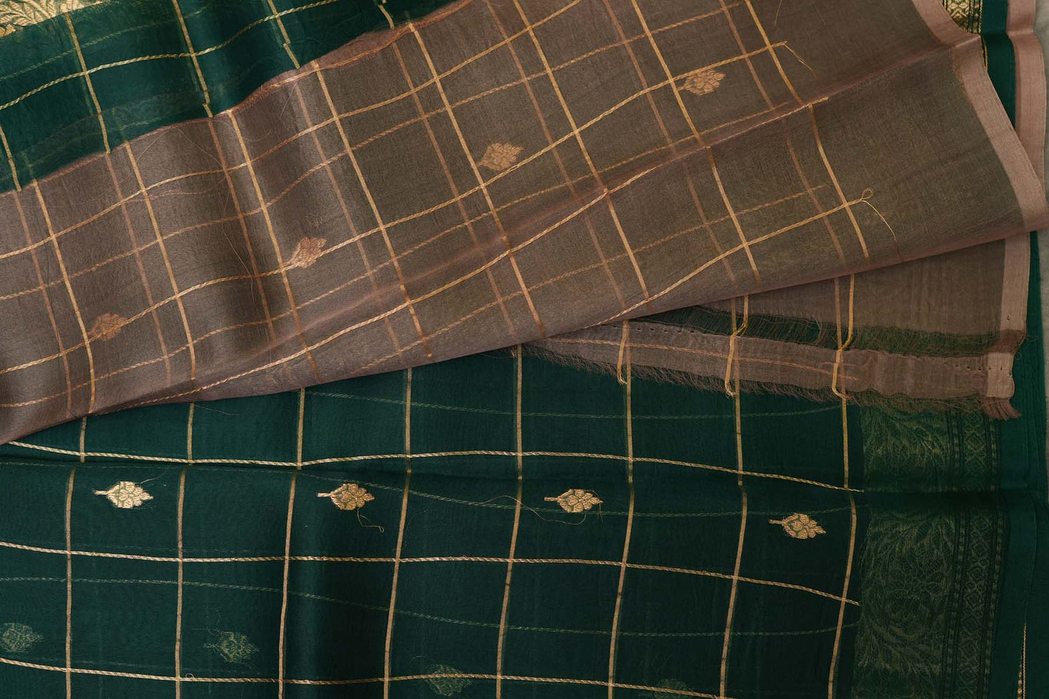 ORGANZA KORA SAREE- GREEN