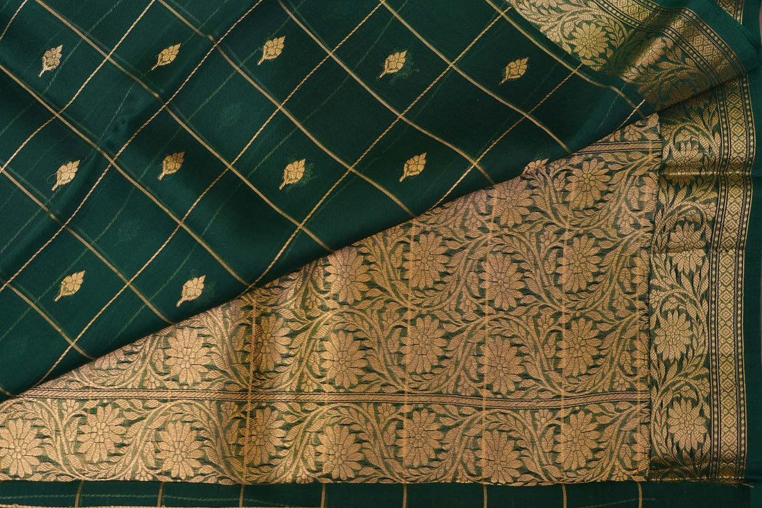 ORGANZA KORA SAREE- GREEN