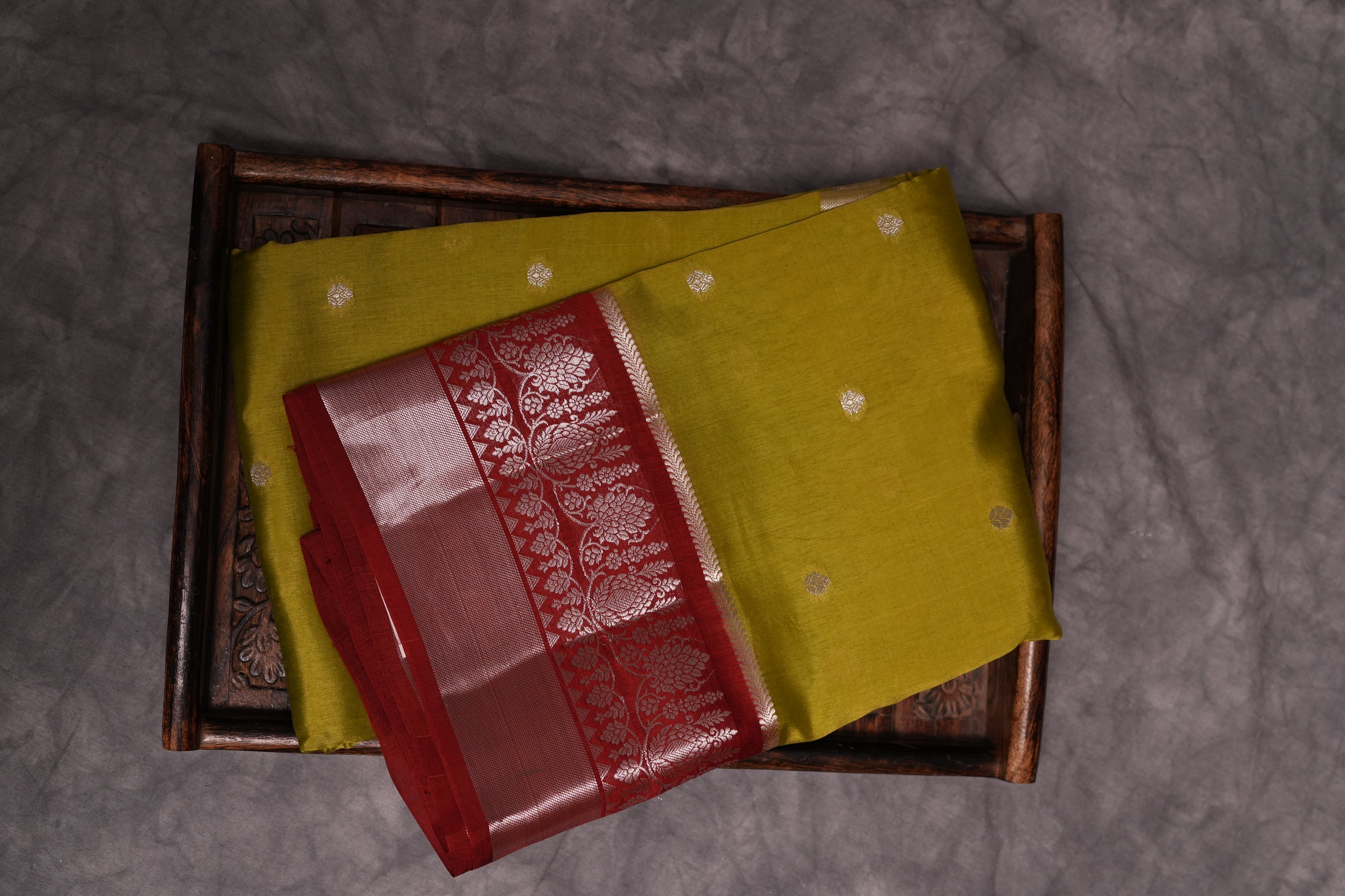 RAW MANGO SAREE- PARROT GREEN