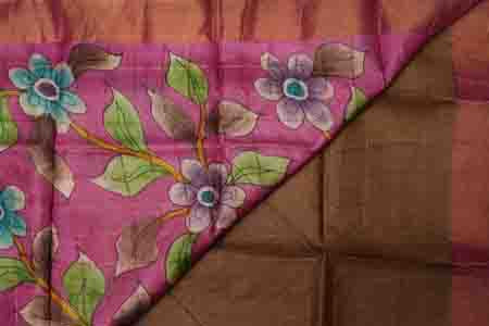 PURE TUSSAR SAREE-CINNAMON BROWN