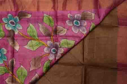 PURE TUSSAR SAREE-CINNAMON BROWN