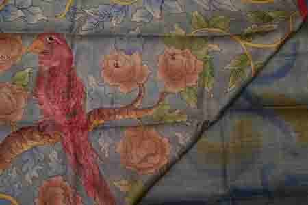 PURE TUSSAR SAREE-STEEL BLUE