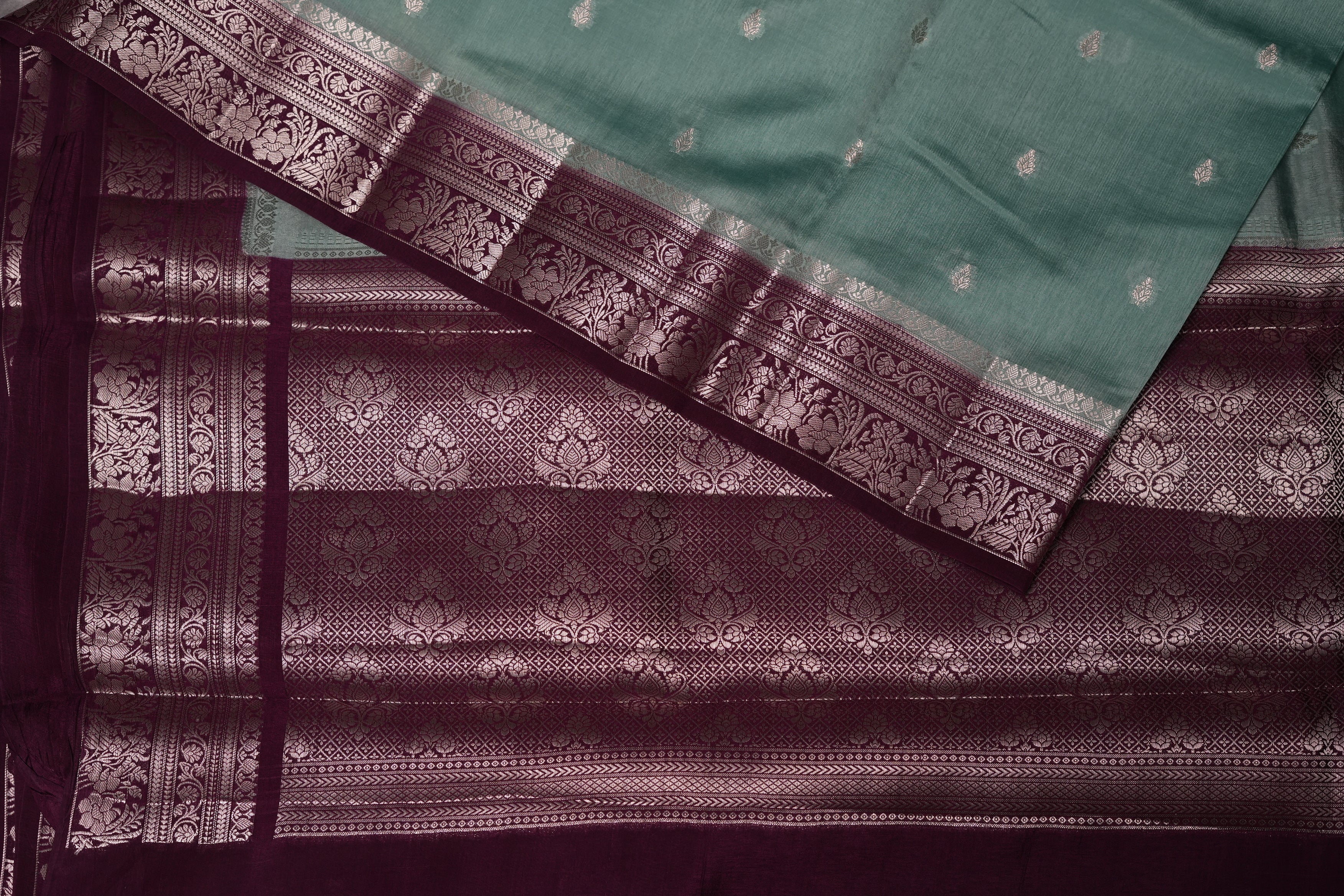 RAW MANGO SAREE- SEA GREEN