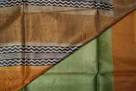PURE TUSSAR SAREE- PISTA GREEN