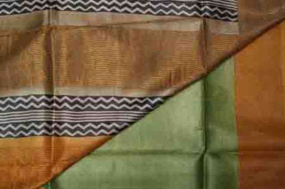 PURE TUSSAR SAREE- PISTA GREEN