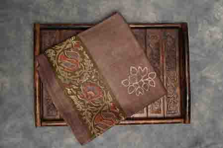 PURE TUSSAR SAREE-ROSY BROWN