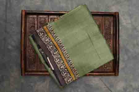 PURE TUSSAR SAREE- PISTA GREEN