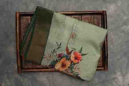 PURE TUSSAR SAREE- SEA GREEN