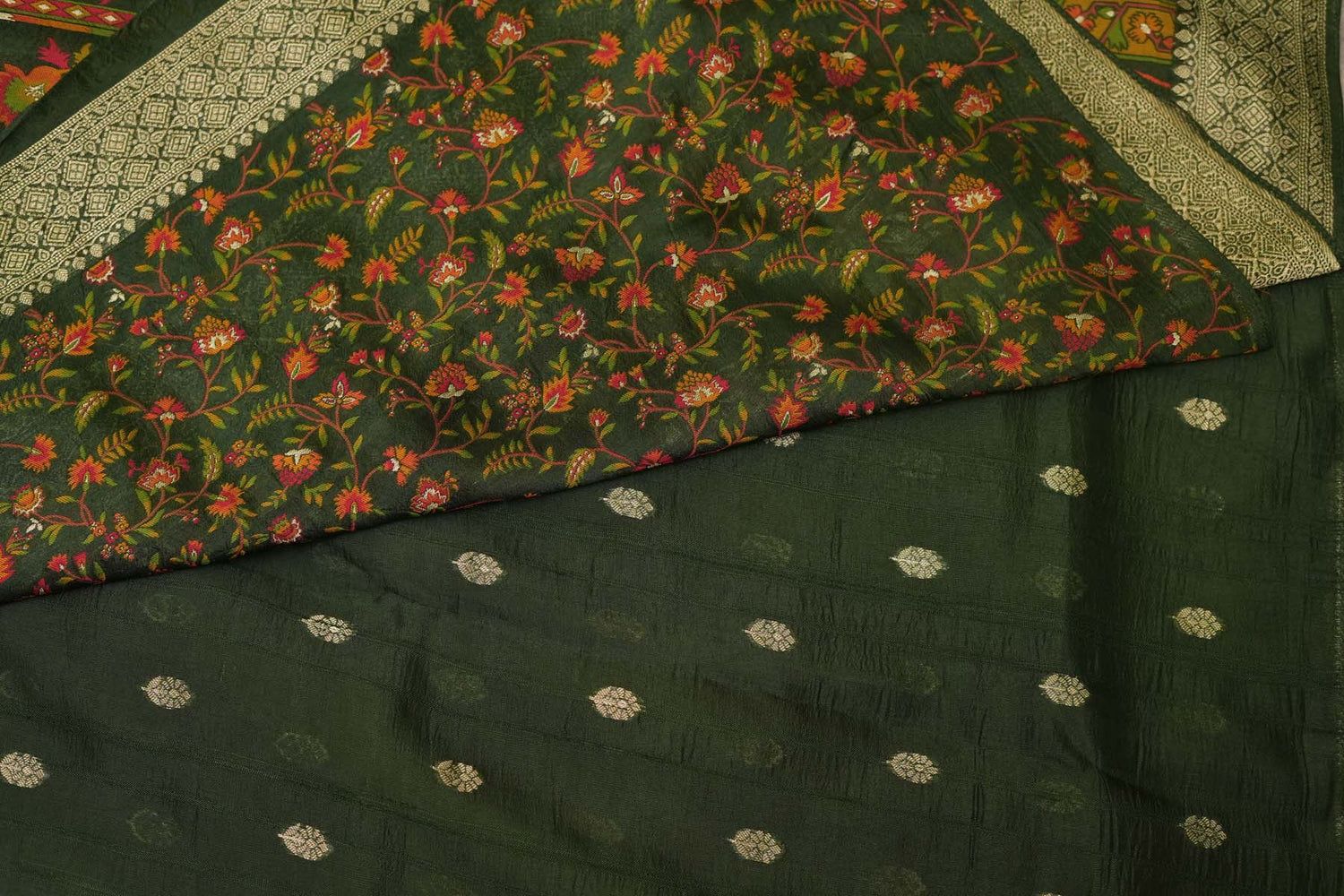 BENARASI GEORGETTE SAREE- DARK GREEN