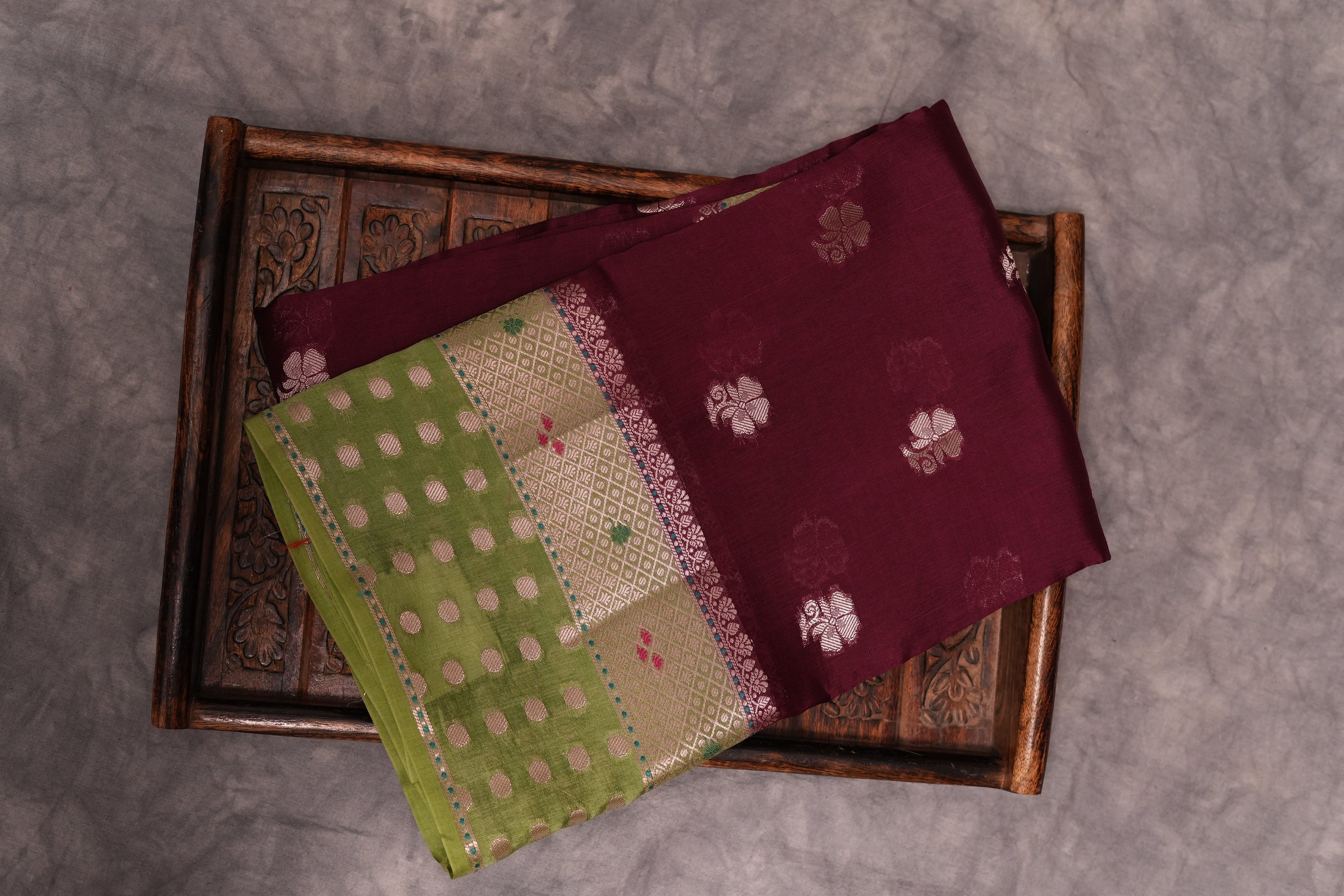 RAW MANGO SAREE- WINE