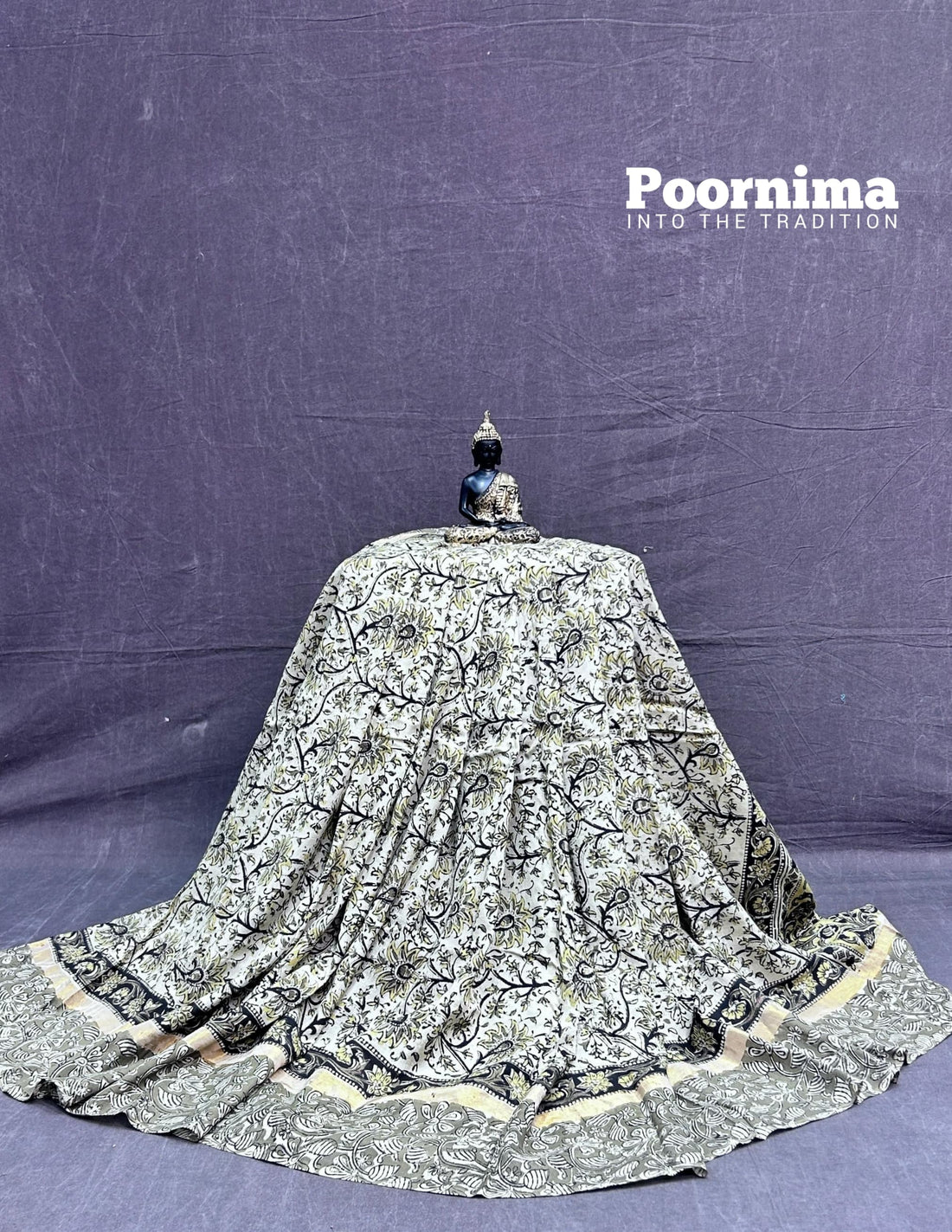 GAJI SILK AND LIGHT GREEN SILVER BODY KALMAKARI PRINTS