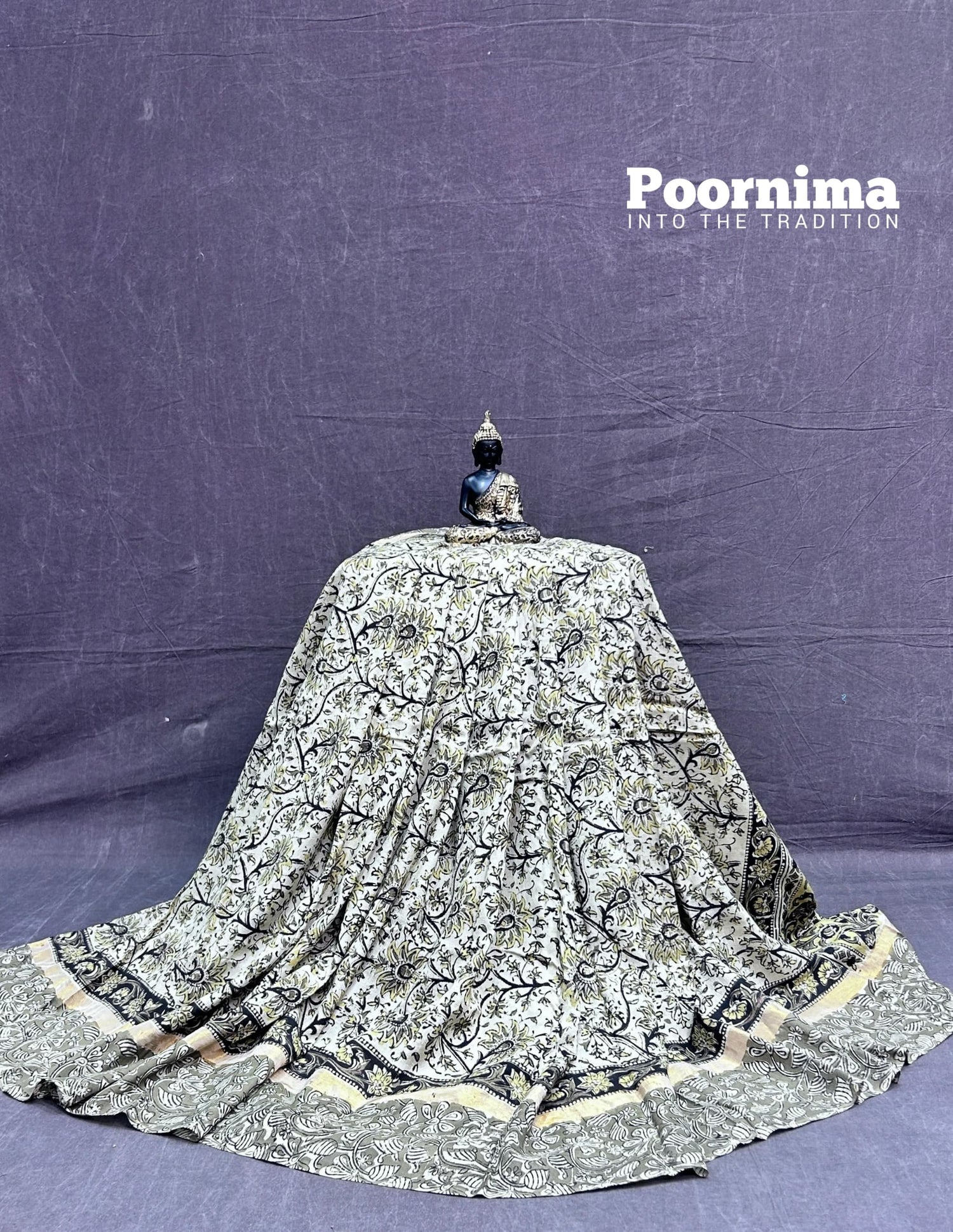 GAJI SILK AND LIGHT GREEN SILVER BODY KALMAKARI PRINTS