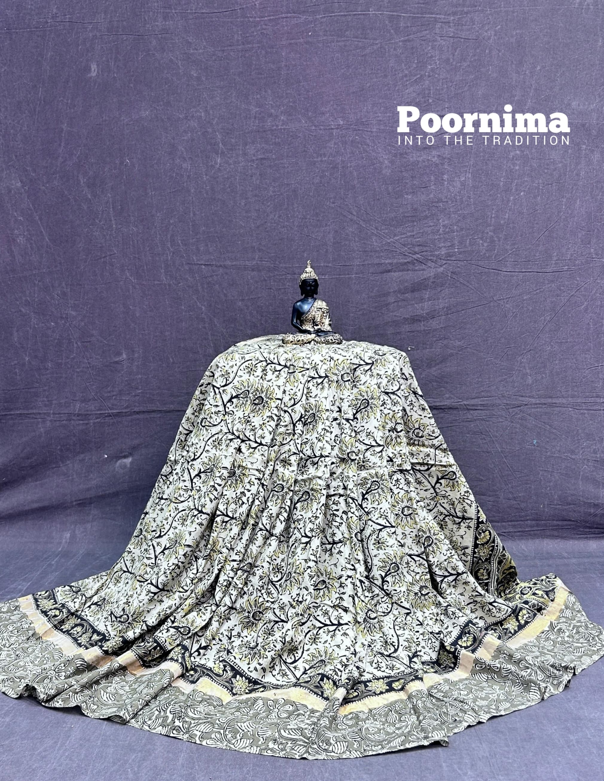 GAJI SILK AND LIGHT GREEN SILVER BODY KALMAKARI PRINTS