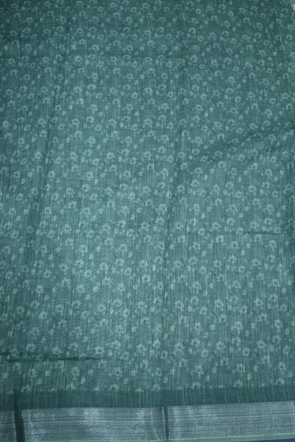 LIGHT GREEN- LINEN COTTON FLORAL PRINT SAREE