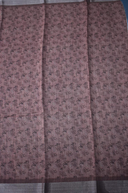ONION PINK- LINEN COTTON FLORAL PRINT SAREE