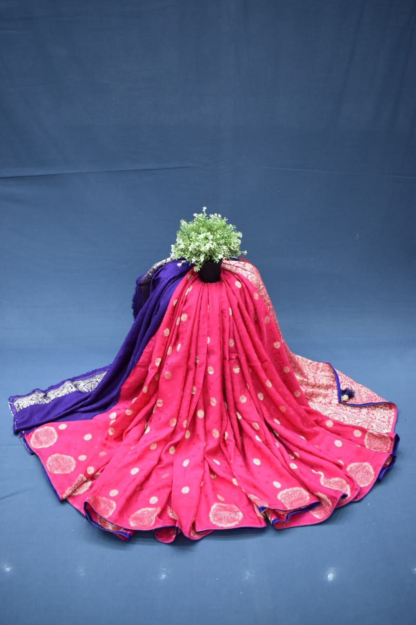 PINK &amp; BLUE- MONA SILK SAREE