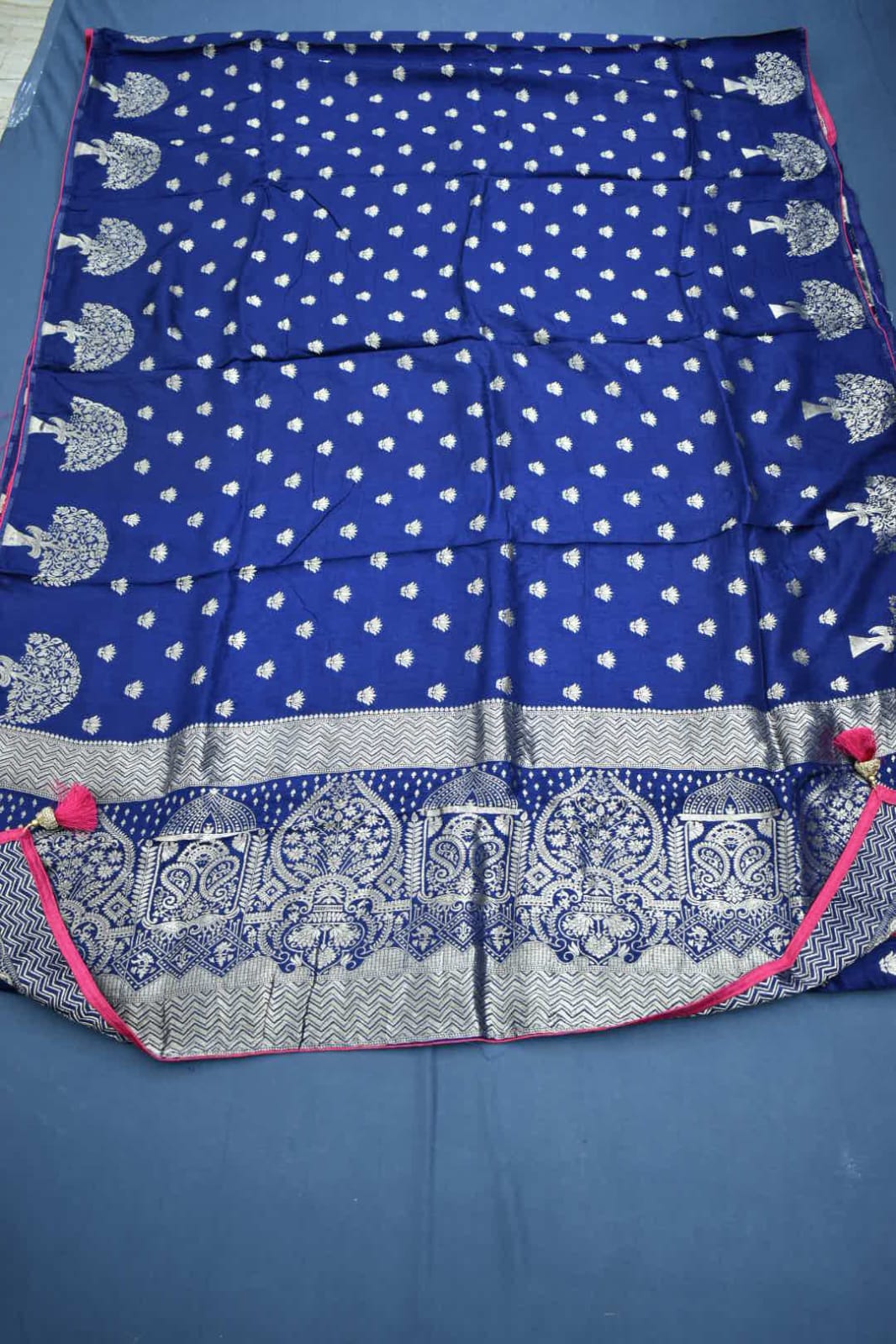 NAVY BLUE &amp; PINK- MONA SILK SAREE
