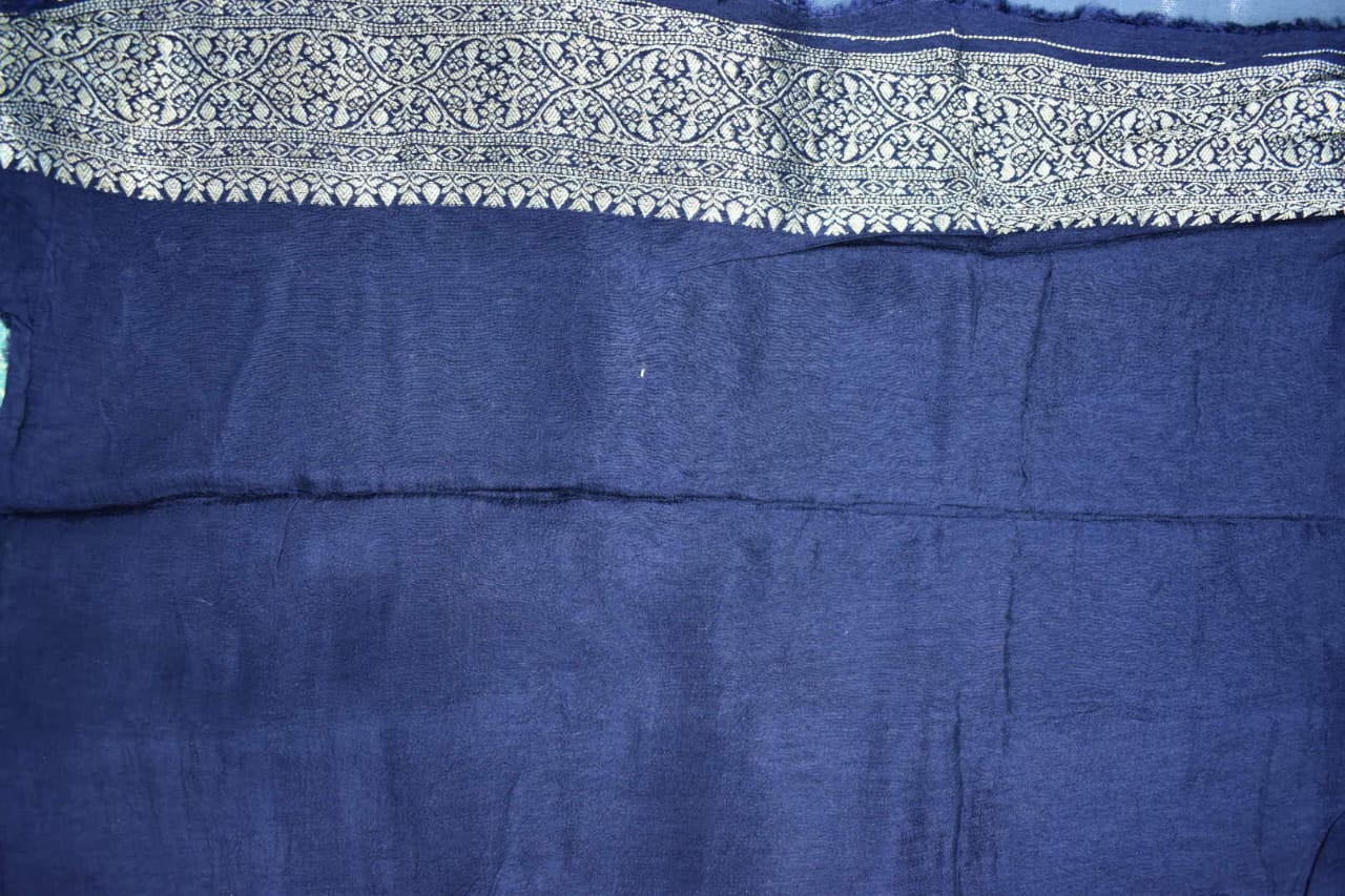 LIGHT SEA GREEN&amp; NAVY BLUE- MONA SILK SAREE