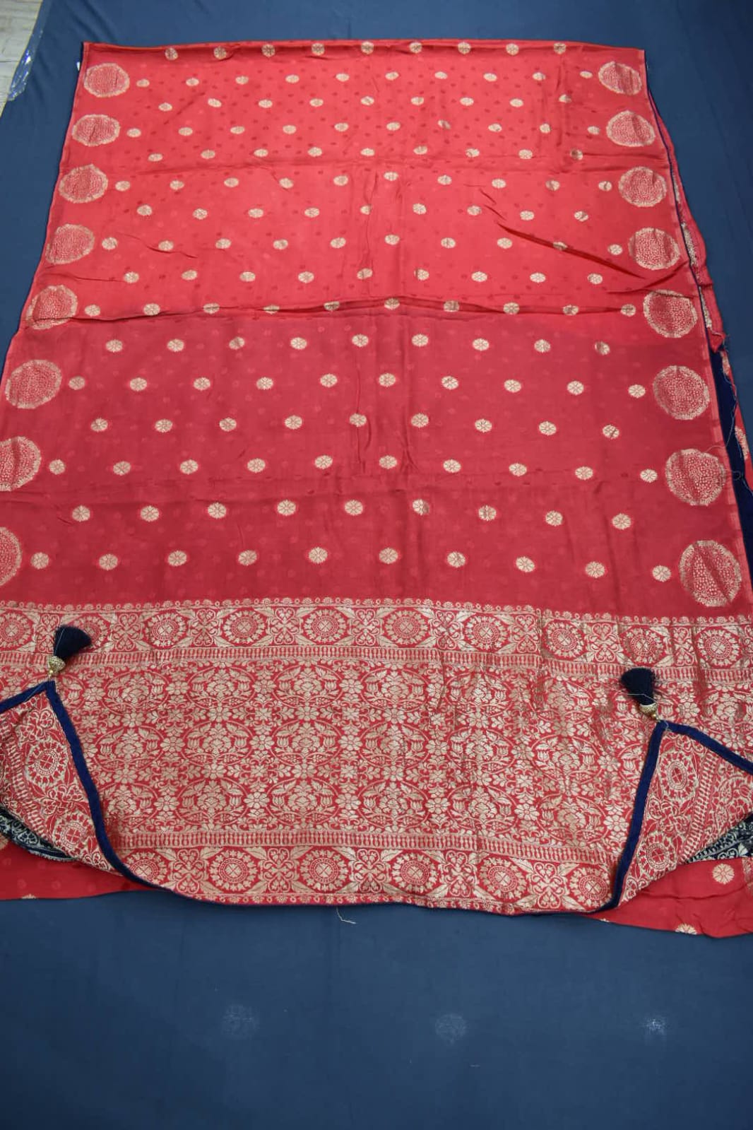 ORANGE &amp; BLUE- MONA SILK SAREE