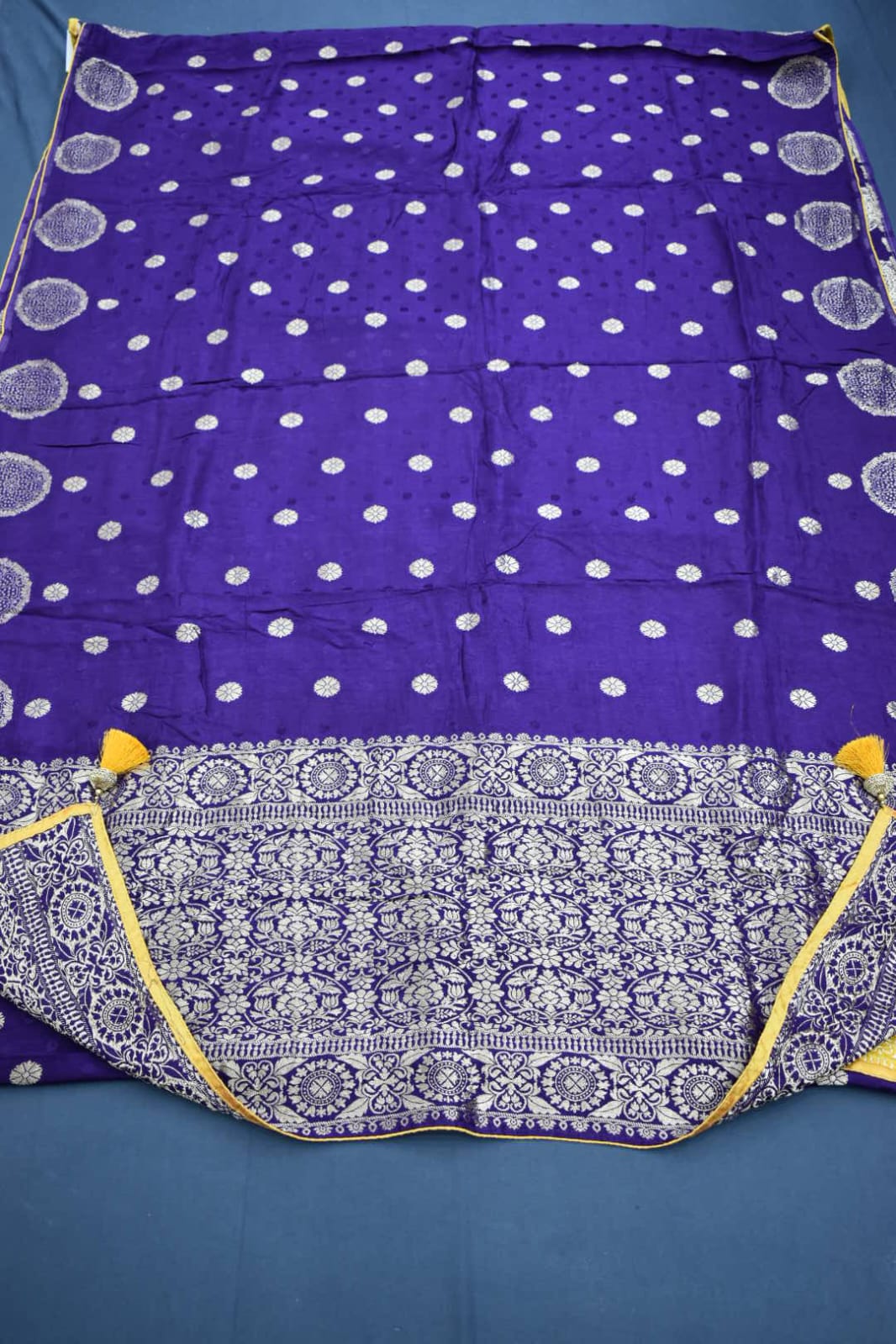 DARK BLUE&amp; YELLOW- MONA SILK SAREE