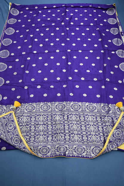 DARK BLUE&amp; YELLOW- MONA SILK SAREE