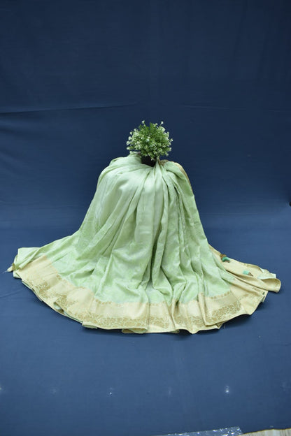 PISTA GREEN&amp; GOLD- MONA SILK SAREE