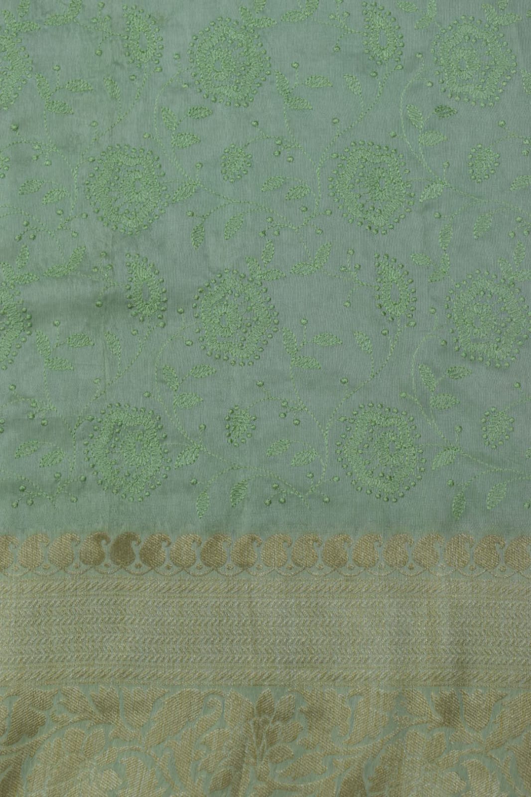 PISTA GREEN&amp; GOLD- MONA SILK SAREE