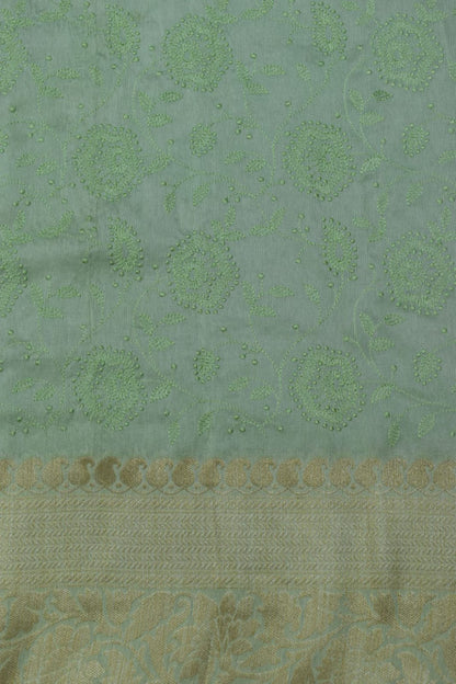 PISTA GREEN&amp; GOLD- MONA SILK SAREE