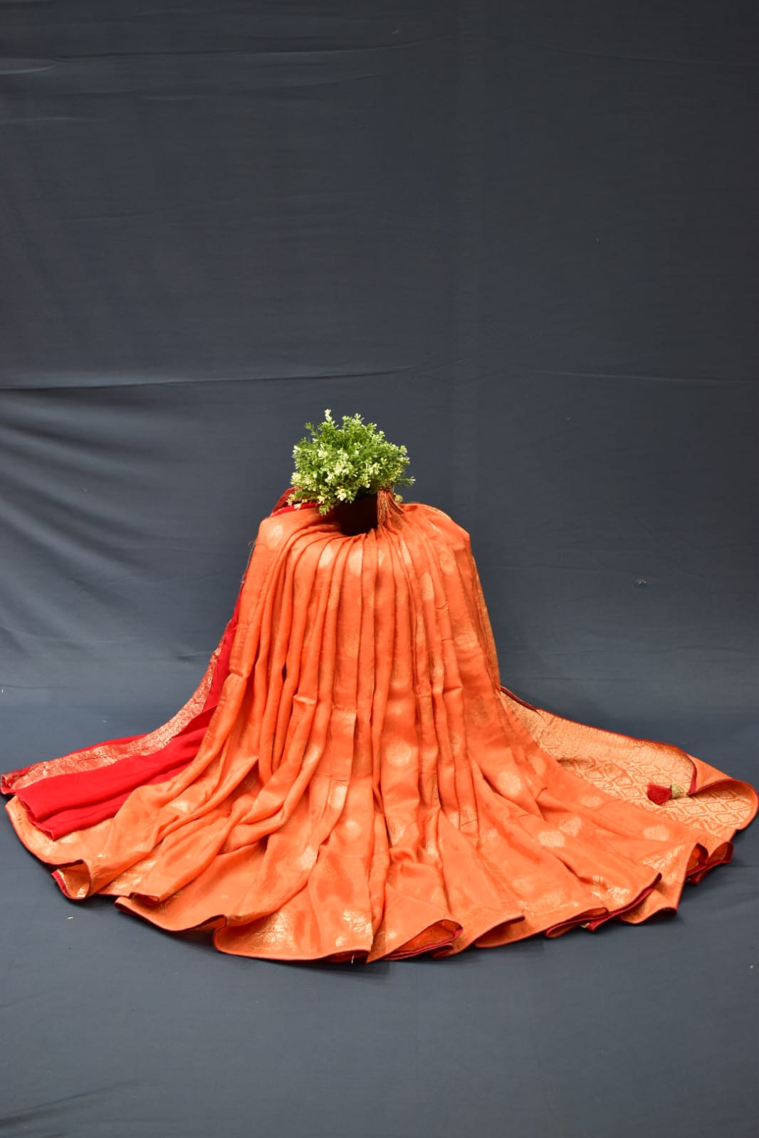 LIGHT ORANGE&amp; RED- MONA SILK SAREE