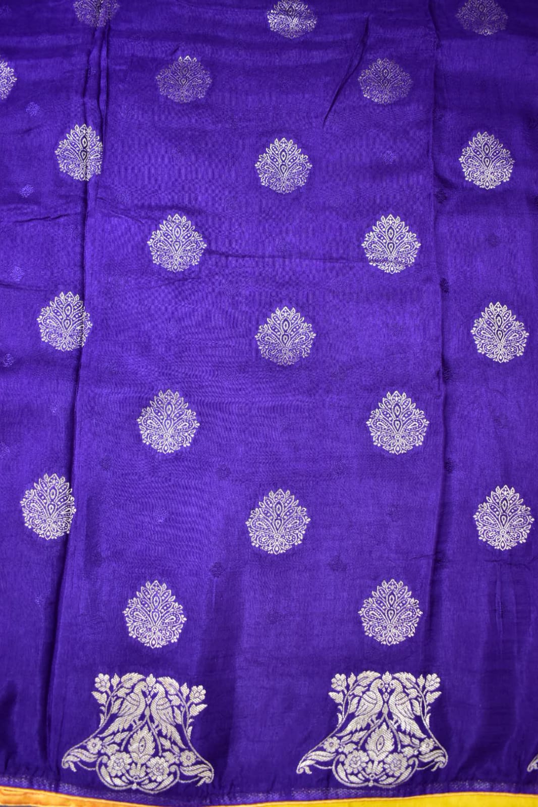 ROYAL BLUE&amp; YELLOW- MONA SILK SAREE