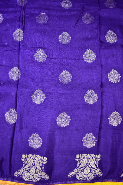 ROYAL BLUE&amp; YELLOW- MONA SILK SAREE
