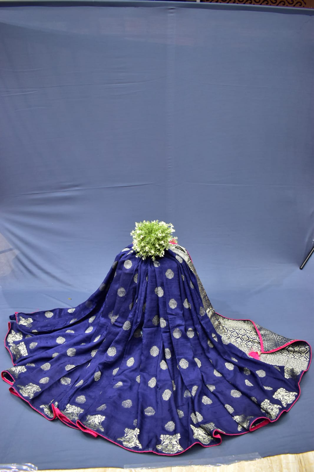 NAVY BLUE&amp; PINK- MONA SILK SAREE