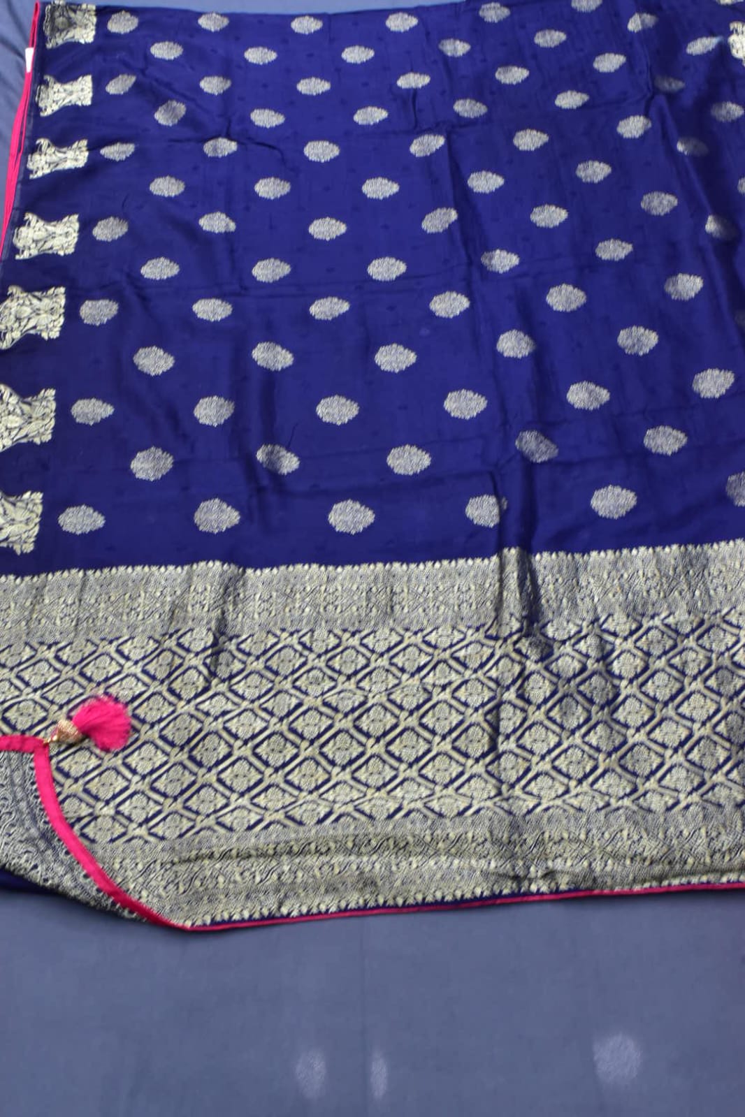 NAVY BLUE&amp; PINK- MONA SILK SAREE