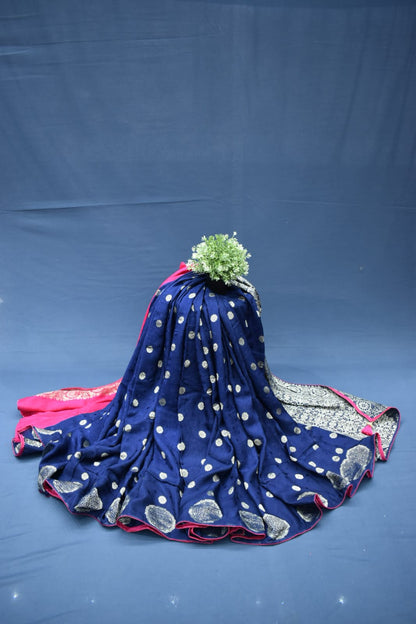 BLUE&amp; PINK- MONA SILK SAREE