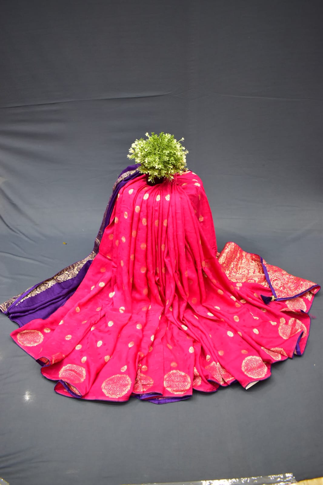 DARK PINK&amp; BLUE- MONA SILK SAREE
