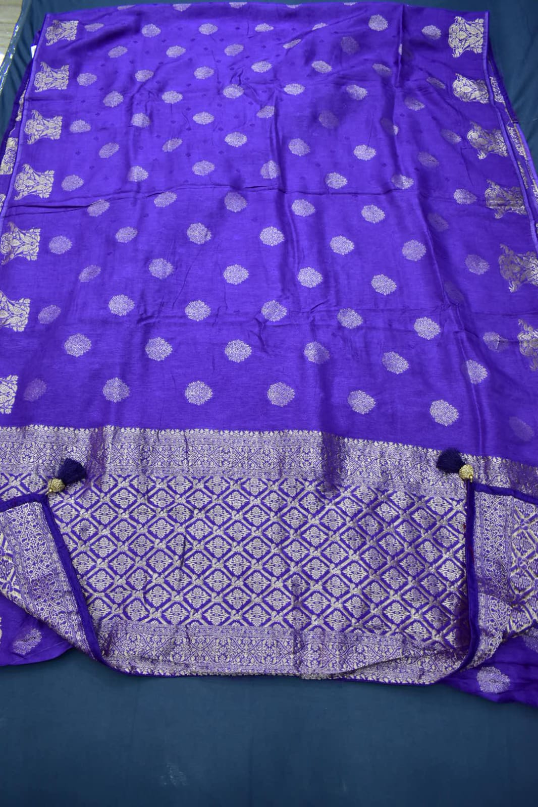 ROYAL BLUE&amp; NAVY BLUE- MONA SILK SAREE