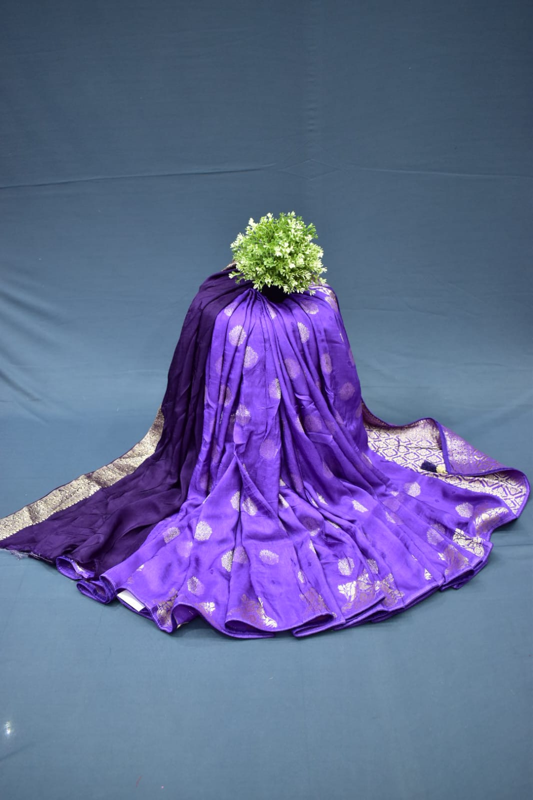 ROYAL BLUE&amp; NAVY BLUE- MONA SILK SAREE
